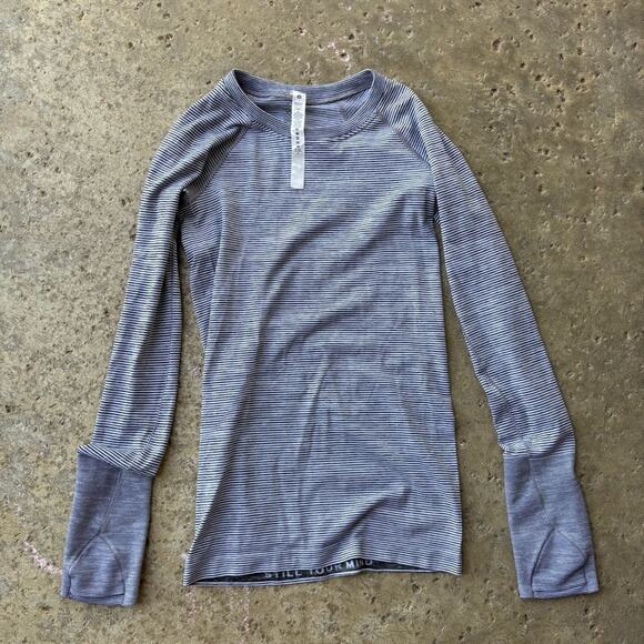 Lululemon Swiftly Tech Long Sleeve Tetra Stripe Asphalt Grey/Violet Verbena 2 - Picture 1 of 6